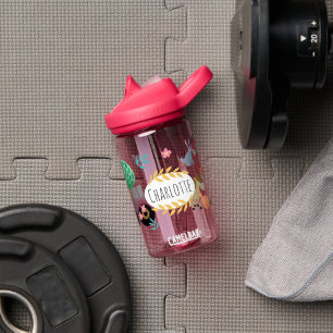 Girls Cute Pink Boerderij Tractor Kinder School Waterfles