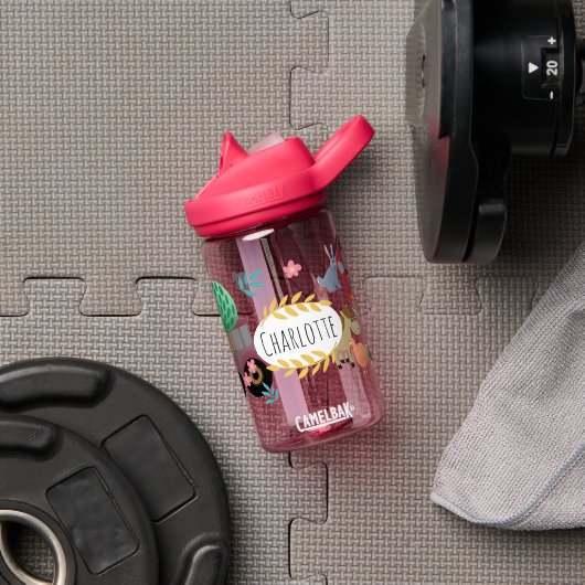 Girls Cute Pink Boerderij Tractor Kinder School Waterfles (Gym)