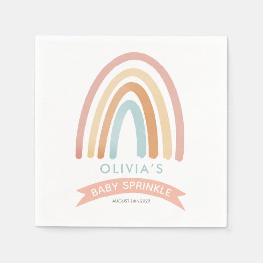 Girls Cute Pink Boho Rainbow Baby Sprinkle Servet (Voorkant)