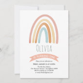 Girls Cute Pink Boho Rainbow First Birthday Kaart (Voorkant)