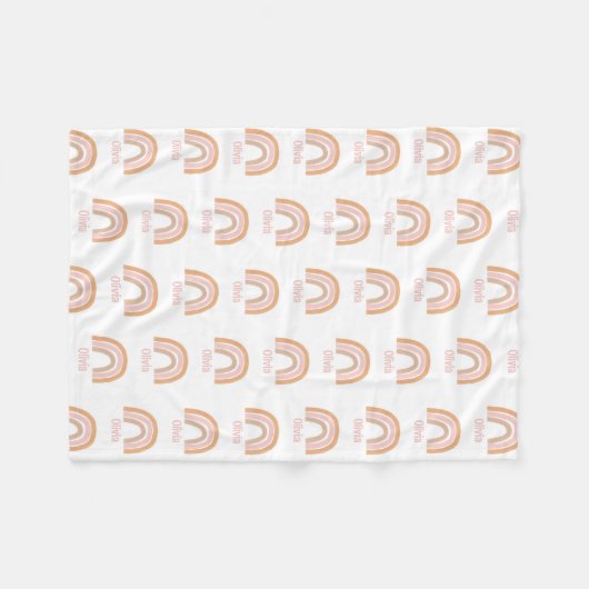 Girls Cute Pink Boho Waterverf Rainbow Name Fleece Deken (Voorkant (Horizontaal))