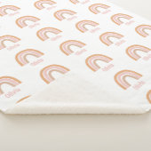 Girls Cute Pink Boho Waterverf Rainbow Name Sherpa Deken (3/4)