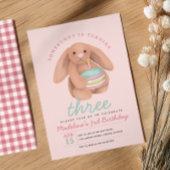 Girls Cute Pink Bunny Cake Birthday  Kaart