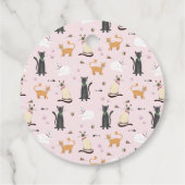 Girls Cute Pink Cat Cartoon Modern Baby shower Bedankjes Labels (Achterkant)