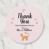 Girls Cute Pink Cat Cartoon Modern Baby shower Bedankjes Labels (Voorkant)