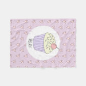 Girls Cute Pink Cupcake Muffin & Name Kinder Fleece Deken (Voorkant (Horizontaal))