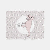 Girls Cute Pink Dinosaur Cartoon en Name Kinder Fleece Deken (Voorkant (Horizontaal))