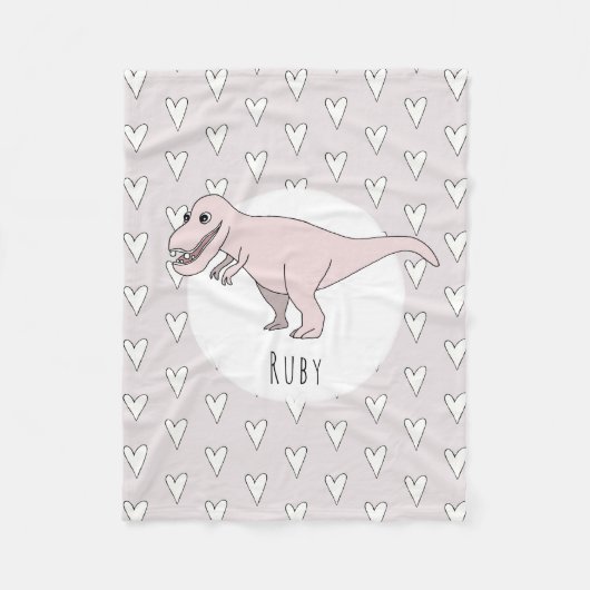 Girls Cute Pink Dinosaur Cartoon en Name Kinder Fleece Deken (Voorkant)