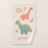 Girls Cute Pink Dinosaur Pattern Name Kinder Bad Handdoek (Handdoek)