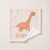 Girls Cute Pink Dinosaur Pattern Name Kinder Bad Handdoek (Wasdoekje)