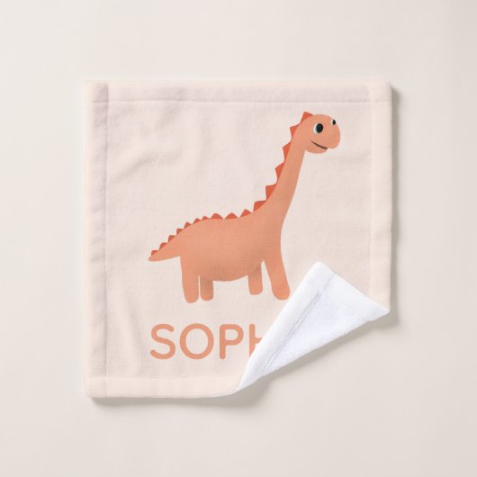 Girls Cute Pink Dinosaur Pattern Name Kinder Bad Handdoek (Wasdoekje)