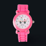 Girls Cute Pink Doctor Ambulance Kinder Horloge<br><div class="desc">Dit schattige en moderne kind horloge heeft een ambulancecartoon en een plek waar je je meisjesnaam kunt toevoegen. Ideaal voor elk kind dat droomt van dokter of paramedisch te zijn! Met duidelijke getallen en een roze achtergrond is dit horloge geweldig voor een klein beetje om de tijd te leren kennen....</div>