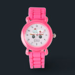 Girls Cute Pink Doctor Ambulance Kinder Horloge<br><div class="desc">Dit schattige en moderne kind horloge heeft een ambulancecartoon en een plek waar je je meisjesnaam kunt toevoegen. Ideaal voor elk kind dat droomt van dokter of paramedisch te zijn! Met duidelijke getallen en een roze achtergrond is dit horloge geweldig voor een klein beetje om de tijd te leren kennen....</div>