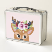 Girls Cute Pink Floral Deer en Flowers Kinder (Achterkant)