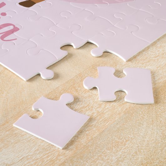 Girls Cute Pink Floral Deer en Flowers Kinder Legpuzzel (Zijkant)