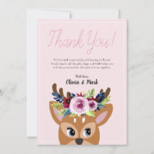 Girls Cute Pink Floral Woodland Deer Baby shower