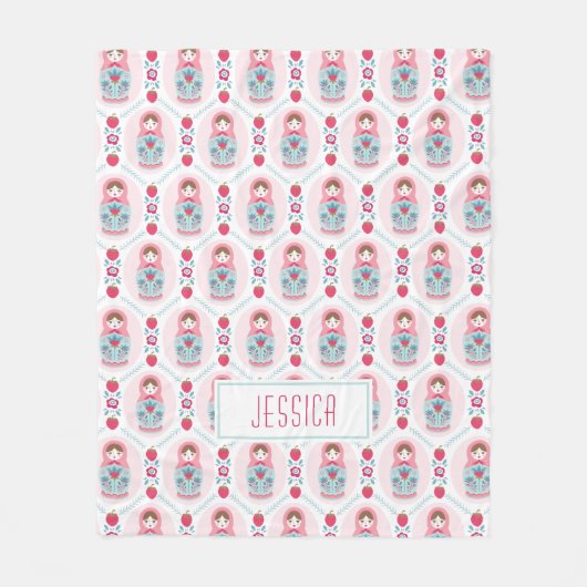 Girls Cute Pink Matryoshka Pattern Fleece Deken (Voorkant)