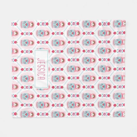 Girls Cute Pink Matryoshka Pattern Fleece Deken (Voorkant (Horizontaal))