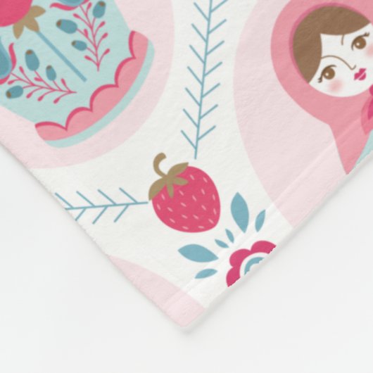 Girls Cute Pink Matryoshka Pattern Fleece Deken (Hoek)