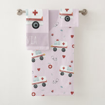 Girls Cute Pink Paramedic Ambulance Pattern Kinder