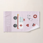 Girls Cute Pink Paramedic Ambulance Pattern Kinder Bad Handdoek (Handdoek)