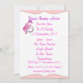 Girls Cute Pink Princess Elephant Party Invitation Kaart (Achterkant)