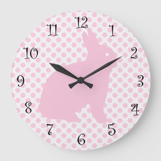 Girls Cute Pink Rabbit Clocks Grote Klok (Voorkant)