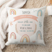 Girls Cute Pink Rainbow Birth Stats Baby Nursery Kussen (Deken)