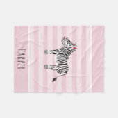 Girl's Cute Pink Safari Zebra en naam Fleece Deken (Voorkant (Horizontaal))