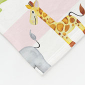 Girls Cute Pink Striped Safari Animals Name Kinder Fleece Deken (Hoek)