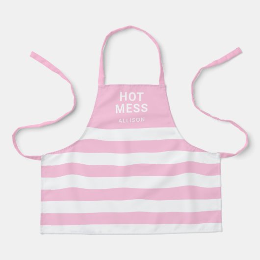 Girls Cute Pink Stripes Hot Mess Personalized Kind Schort (Voorkant)