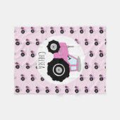 Girls Cute Pink Tractor Pattern met Name Kinder Fleece Deken (Voorkant (Horizontaal))