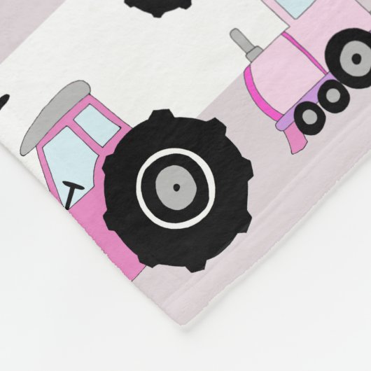 Girls Cute Pink Transport Car Pattern Name Kinder Fleece Deken (Hoek)