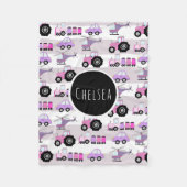 Girls Cute Pink Transport Car Pattern Name Kinder Fleece Deken (Voorkant)