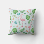 Girls Cute Pink Tropical Flamingo & Flowers Kinder Kussen (Achterkant)