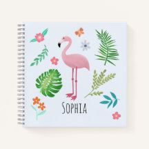 Girls Cute Pink Tropical Flamingo & Flowers Kinder