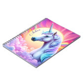 Girls Cute Pink Unicorn en Name Notitieboek (Linkerzijde)