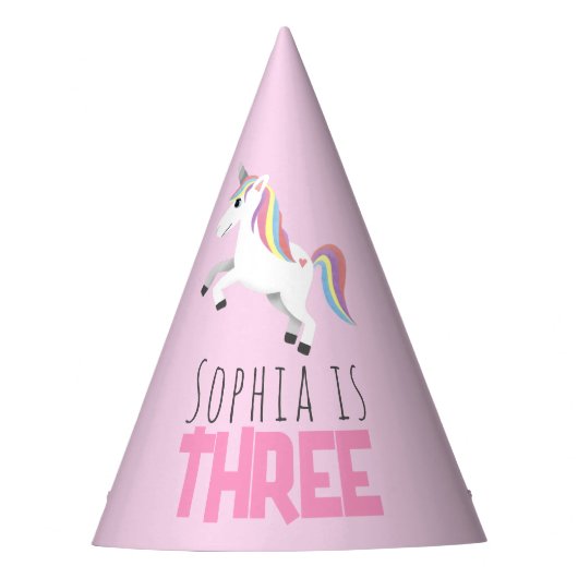 Girls Cute Pink Unicorn Kids Birthday Feesthoedjes (Voorkant)