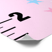 Girls Cute Pink Unicorn Kinder Groeigrafiek Poster (Hoek)