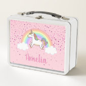 Girls Cute Pink Unicorn Rainbow Gepersonaliseerd (Voorkant)