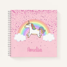 Girls Cute Pink Unicorn Rainbow Gepersonaliseerde 
