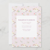 Girls Cute Pink Unicorn Seventh Birthday Kaart (Achterkant)