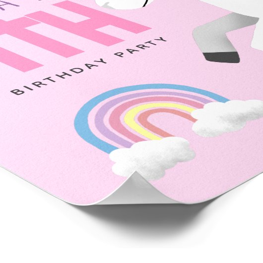 Girls Cute Pink Unicorn Welcome Sign Poster (Hoek)