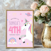 Girls Cute Pink Unicorn Welcome Sign Poster