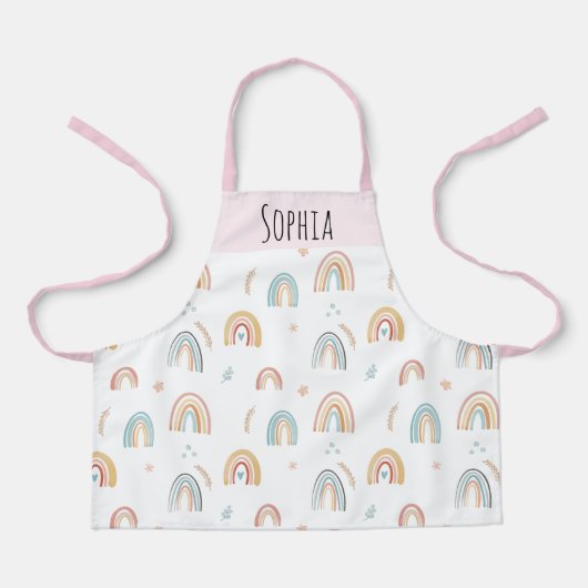 Girls Cute Pink Waterverf Boho Rainbow Pattern Schort (Voorkant)