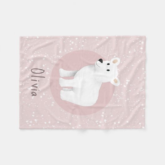 Girls Cute Pink Winter Polar Beer Holiday Kinder Fleece Deken (Voorkant (Horizontaal))