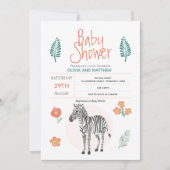 Girls Cute Pink Zebra Safari Oerwoud Baby shower Kaart (Voorkant)