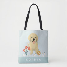 Girls Cute Puppy Dog Floral Kinder Canvas tas