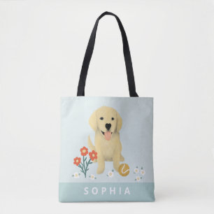Girls Cute Puppy Dog Floral Kinder Canvas tas