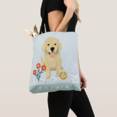 Girls Cute Puppy Dog Floral Kinder Canvas tas (Dichtbij)